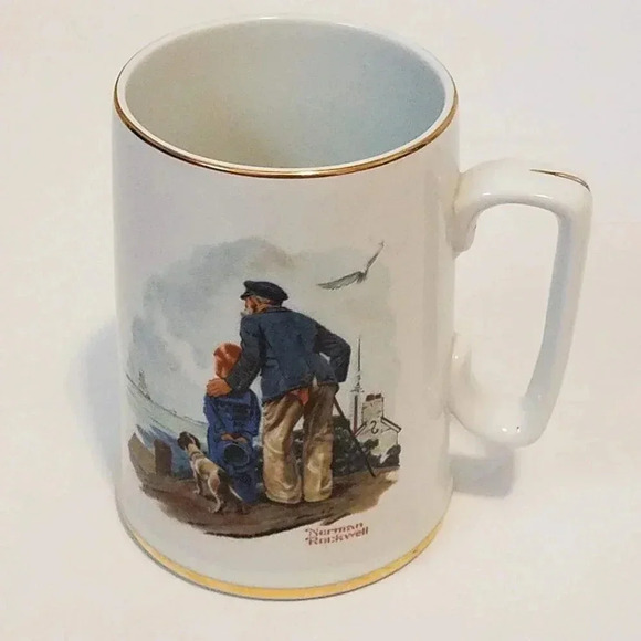 Norman Rockwell Looking Out To Sea Porcelain Mug - Picture 1 of 4